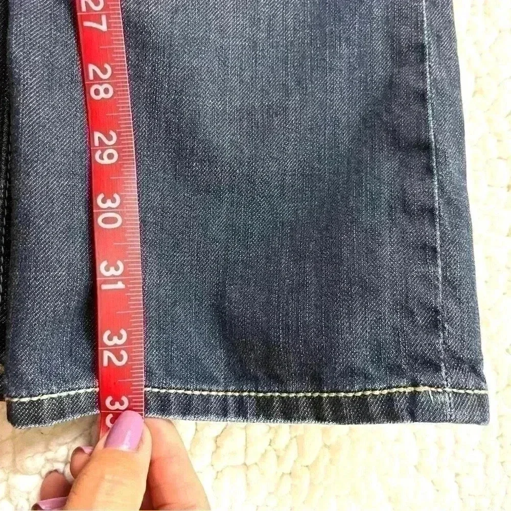American Eagle‎ Straight 77 Med Wash Lowrise Faded Whiskered 100% Cotton Size 6